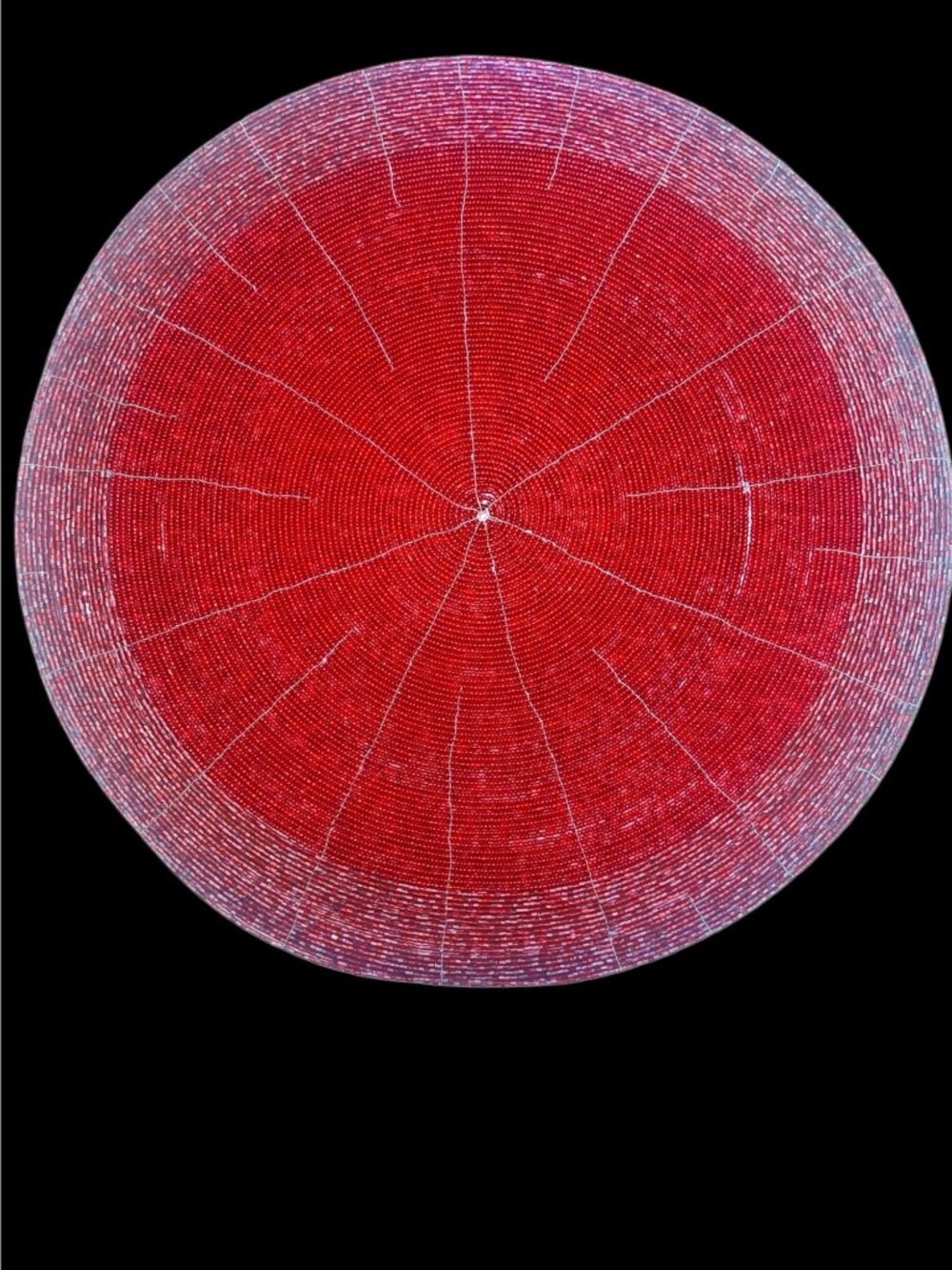Handmade Round Beaded Red Placemat For Dining Tables 15-Inch Diameter Circular